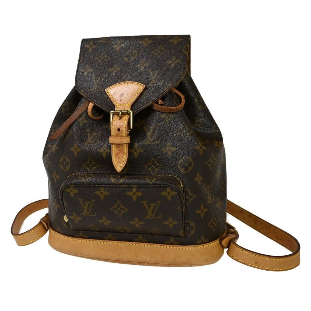 LOUIS VUITTON Montsouris MM Backpack Bag Monogram Leather Brown